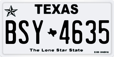 TX license plate BSY4635