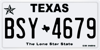 TX license plate BSY4679