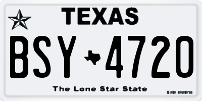 TX license plate BSY4720