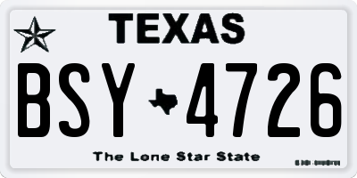 TX license plate BSY4726