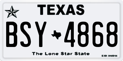TX license plate BSY4868