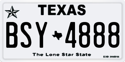 TX license plate BSY4888