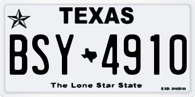 TX license plate BSY4910