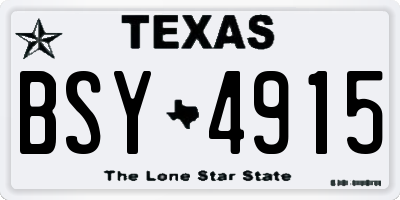 TX license plate BSY4915