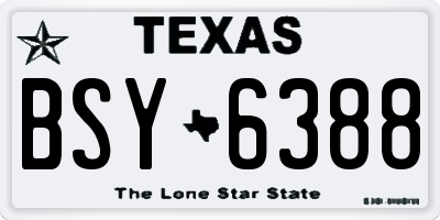 TX license plate BSY6388