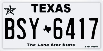 TX license plate BSY6417