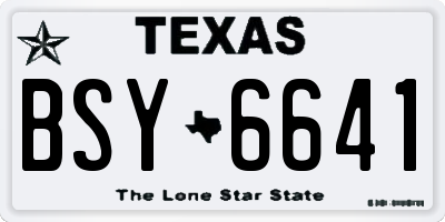 TX license plate BSY6641