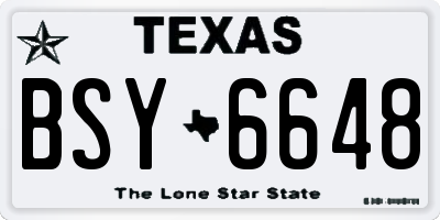 TX license plate BSY6648