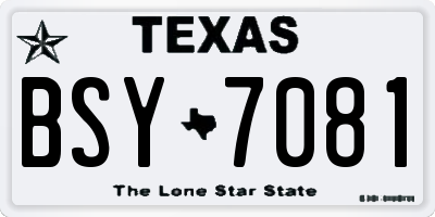 TX license plate BSY7081
