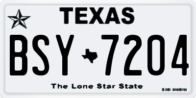 TX license plate BSY7204
