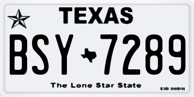TX license plate BSY7289