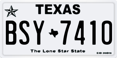 TX license plate BSY7410