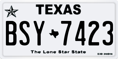 TX license plate BSY7423