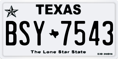 TX license plate BSY7543