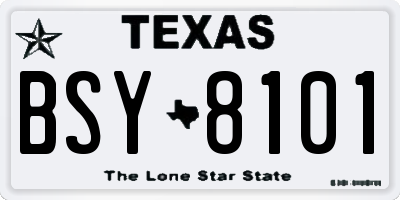 TX license plate BSY8101
