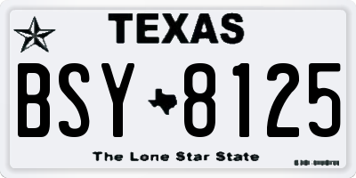 TX license plate BSY8125