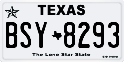 TX license plate BSY8293