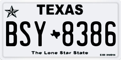 TX license plate BSY8386