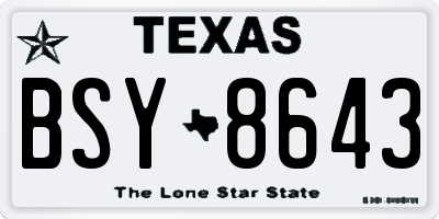 TX license plate BSY8643