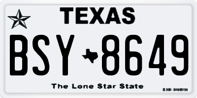 TX license plate BSY8649