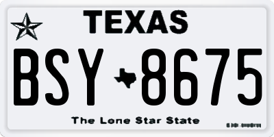 TX license plate BSY8675
