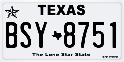 TX license plate BSY8751