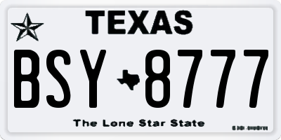 TX license plate BSY8777