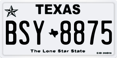 TX license plate BSY8875