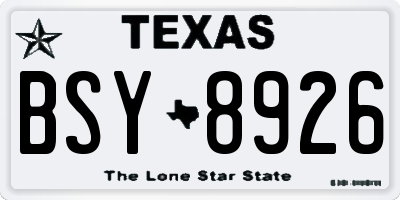 TX license plate BSY8926