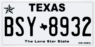 TX license plate BSY8932