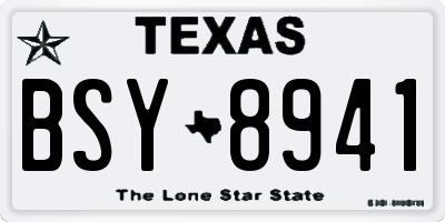 TX license plate BSY8941