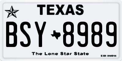 TX license plate BSY8989