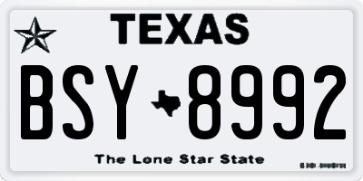 TX license plate BSY8992