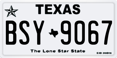TX license plate BSY9067
