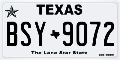 TX license plate BSY9072