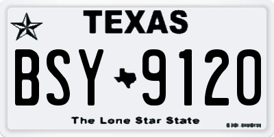 TX license plate BSY9120