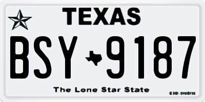 TX license plate BSY9187