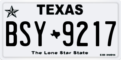 TX license plate BSY9217