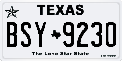 TX license plate BSY9230