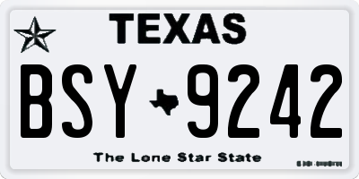 TX license plate BSY9242