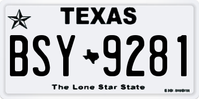 TX license plate BSY9281