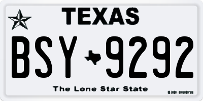 TX license plate BSY9292
