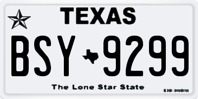 TX license plate BSY9299