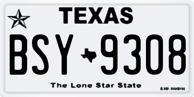 TX license plate BSY9308