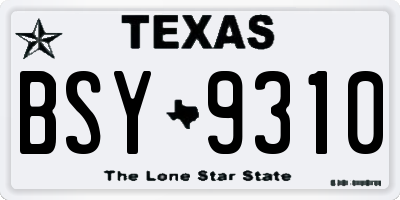 TX license plate BSY9310