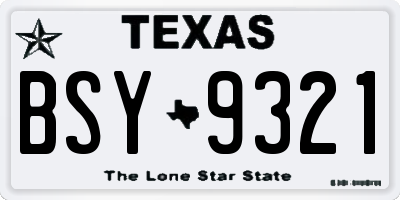 TX license plate BSY9321