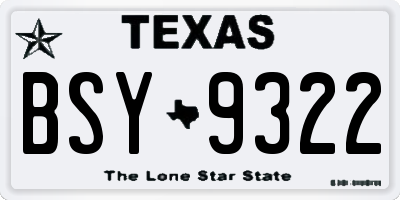 TX license plate BSY9322
