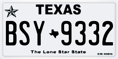 TX license plate BSY9332