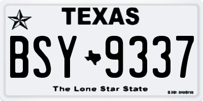 TX license plate BSY9337