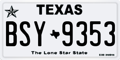 TX license plate BSY9353